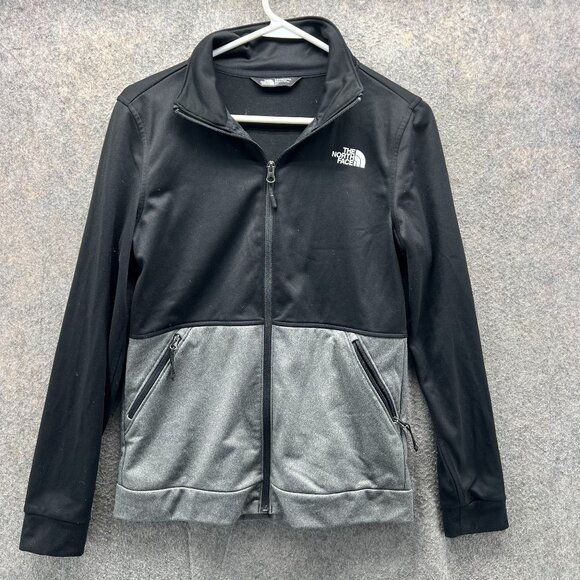 The North Face Jacket Womens Small Black Gray Full Zip Fleece Stretch Activewear - Picture 1 of 12